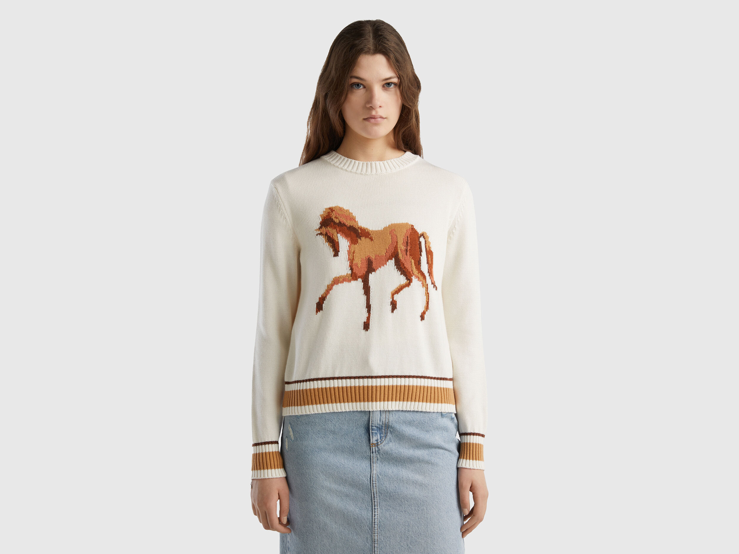 Maglia con intarsio cavallo
