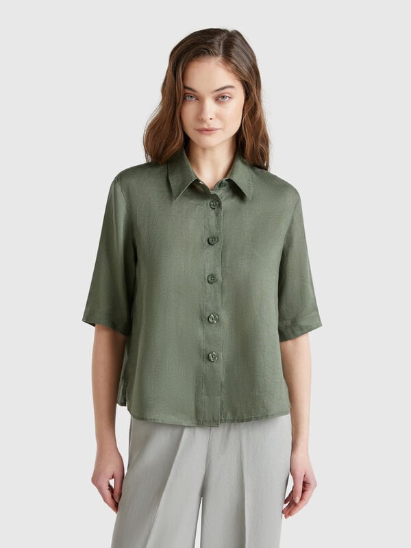 Camicia corta in puro lino Donna