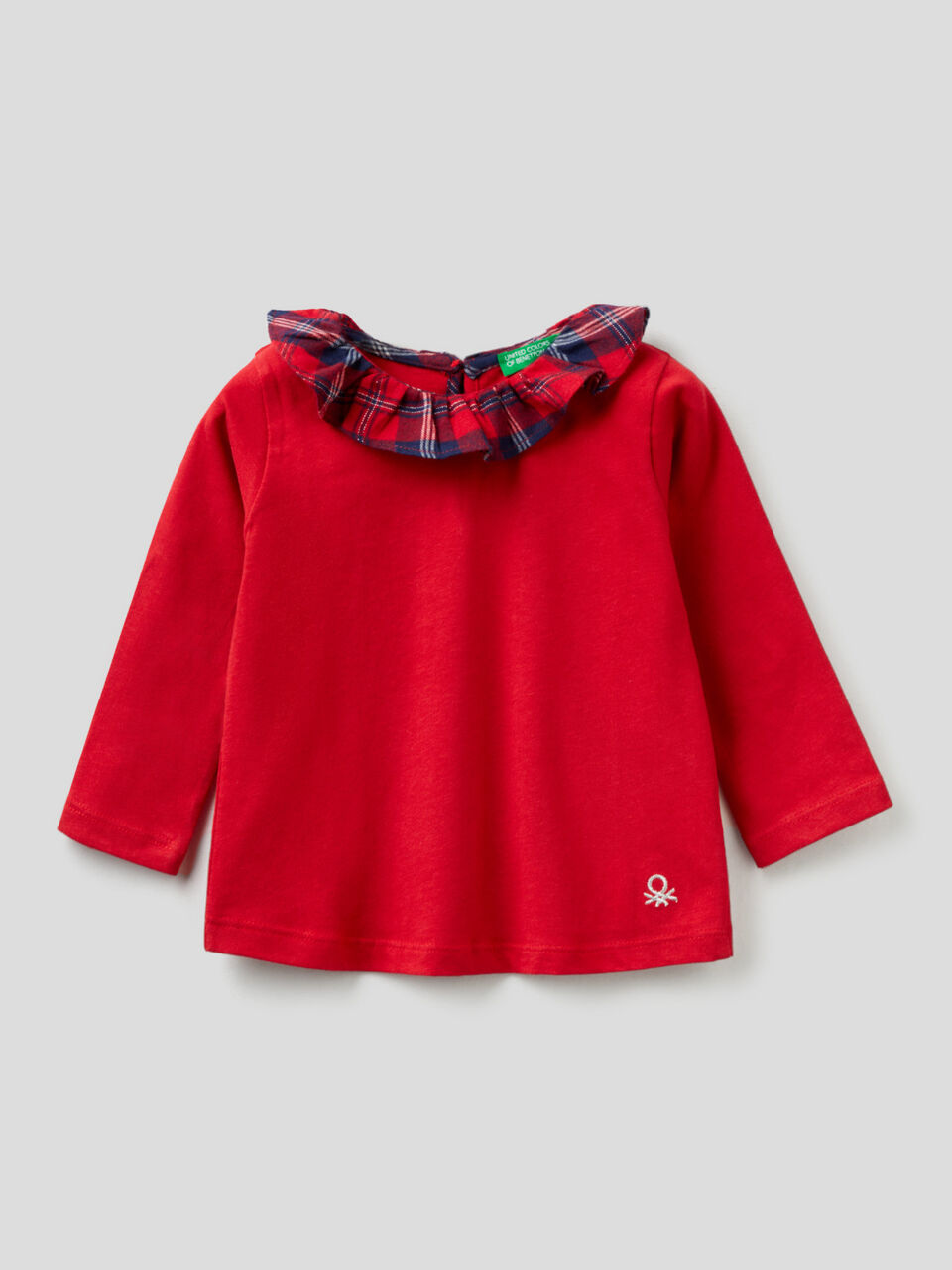 T-shirt con colletto tartan image number 1
