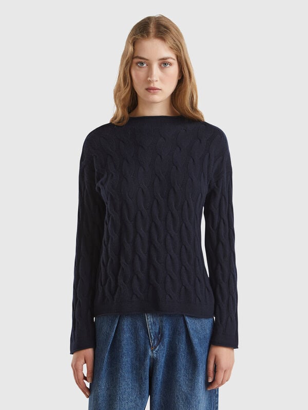 Maglia con trecce in misto cashmere Donna