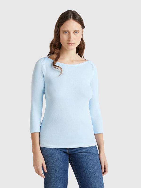 T-shirt con scollo a barchetta 100% cotone Donna