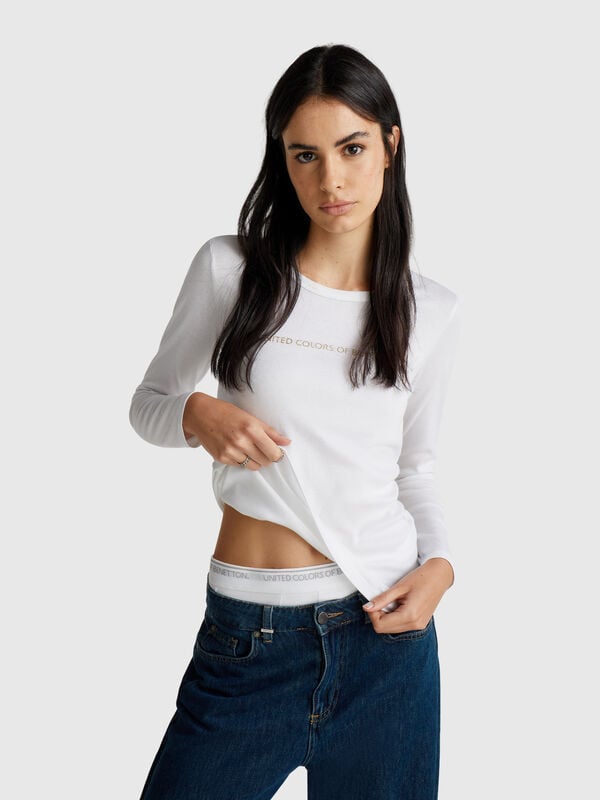 T-shirt a manica lunga 100% cotone Donna
