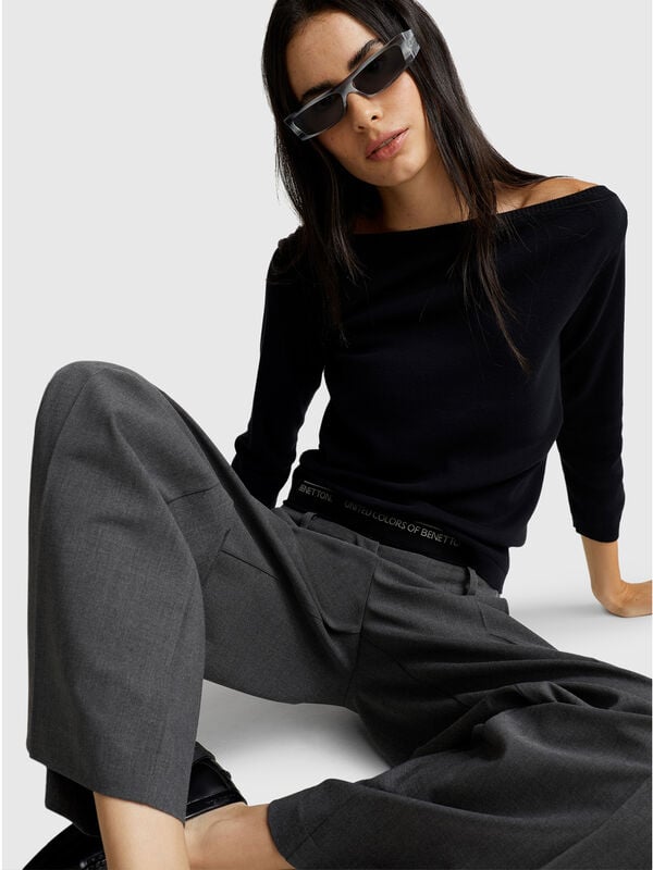 Maglia con scollo a barchetta Donna