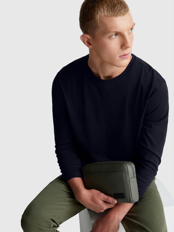 T-shirt a manica lunga in puro cotone Uomo