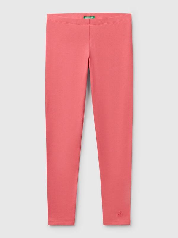 Leggings in cotone stretch con logo Bambina