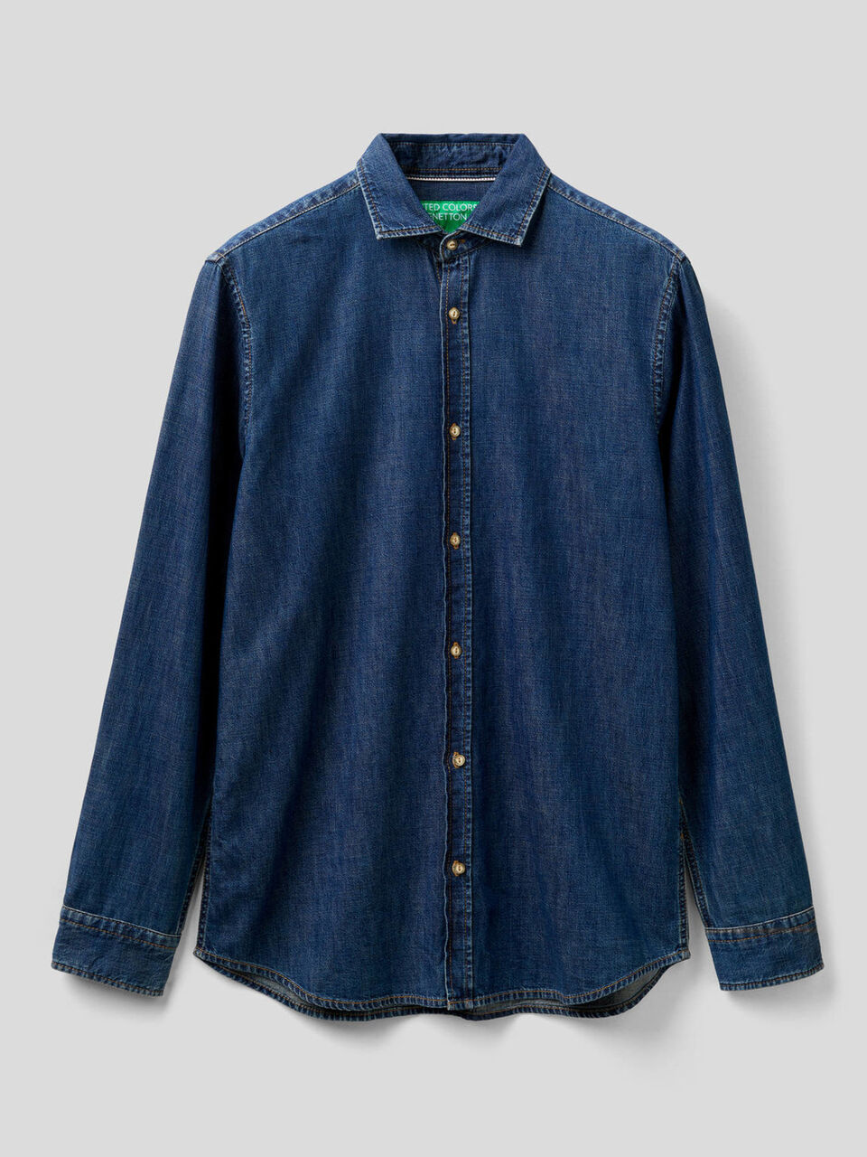 Camicia slim fit in jeans 100% cotone image number 1