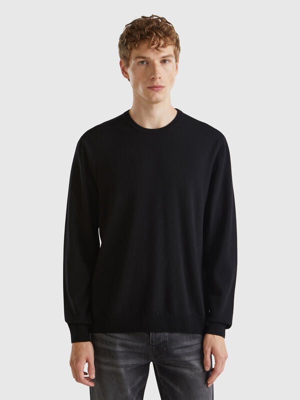 Maglia nera in pura lana Merino Uomo