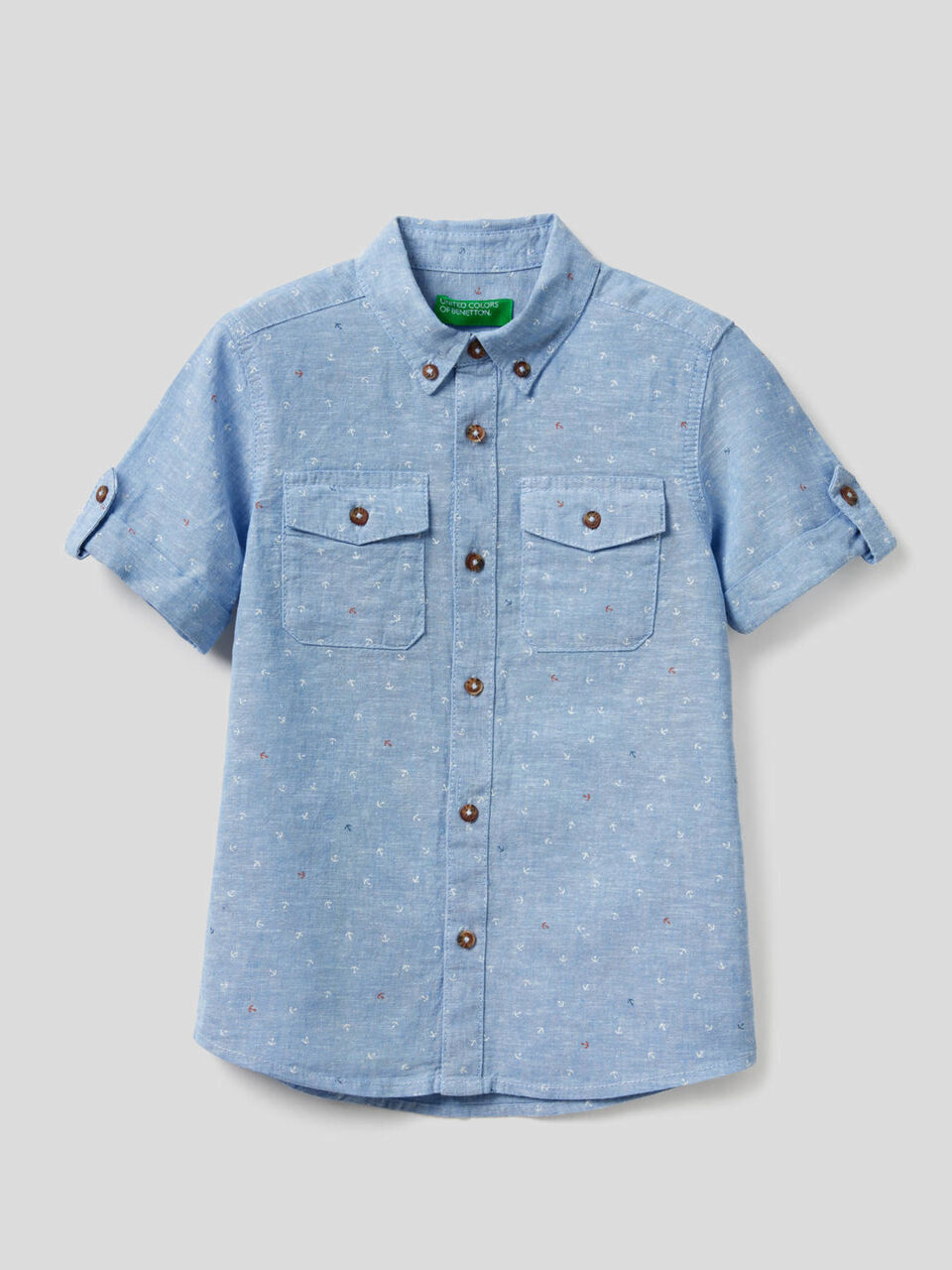 Camicia sportiva in cotone misto lino image number 1