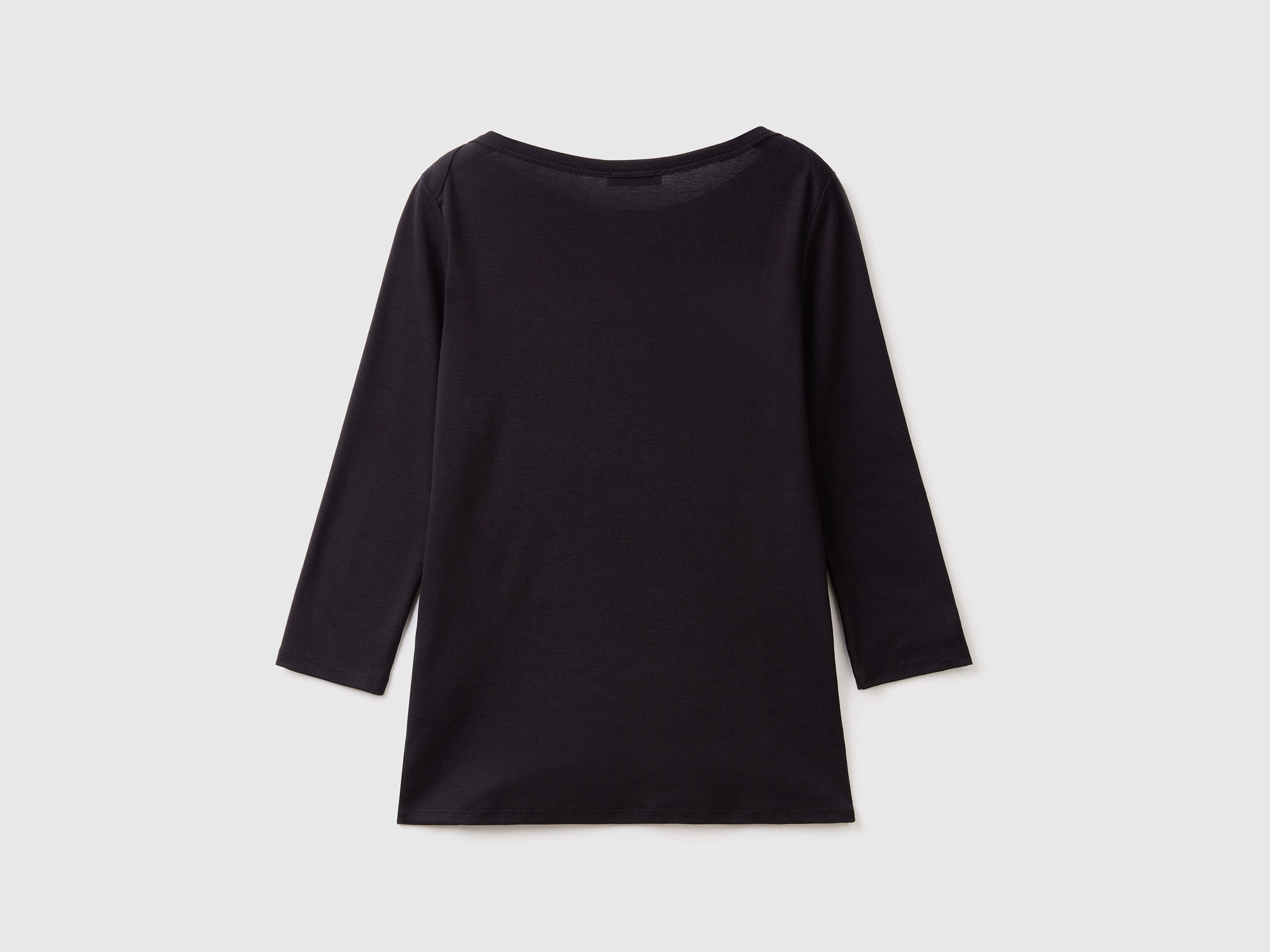 T shirt con scollo a barchetta 100 cotone Nero Benetton