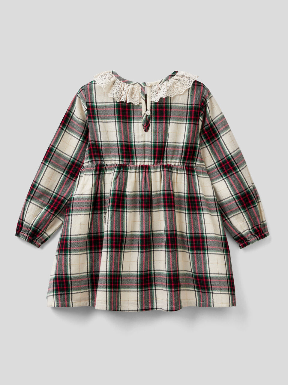 Vestito tartan con colletto in pizzo image number 2