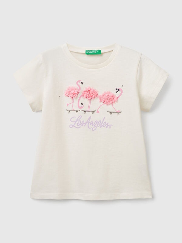 T-shirt con applicazione effetto petali Bambina