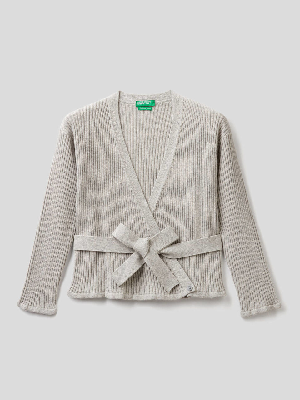 Cardigan incrociato a costine image number 1