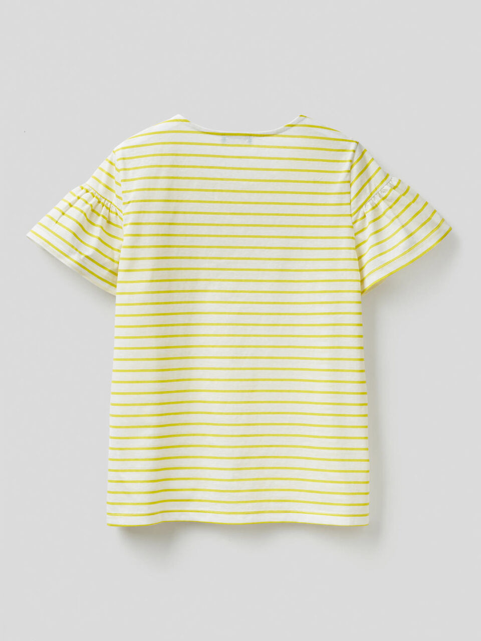 T-shirt a righe con manica arricciata image number 2