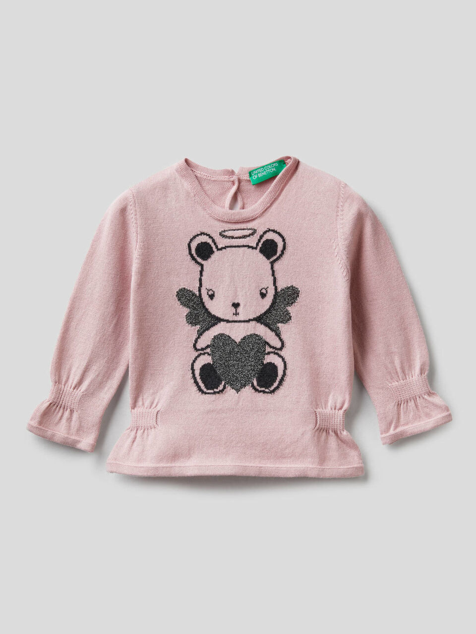 Maglia con arricciature e intarsio lurex image number 1