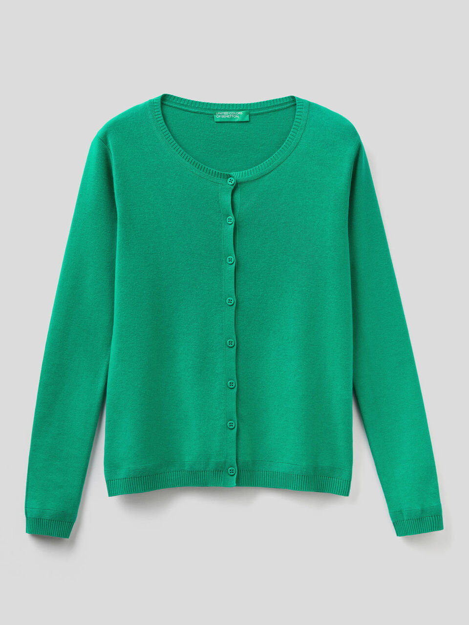 Cardigan girocollo in puro cotone image number 1