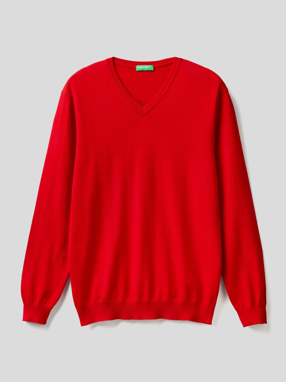 Maglia in puro cotone con scollo a V image number 1