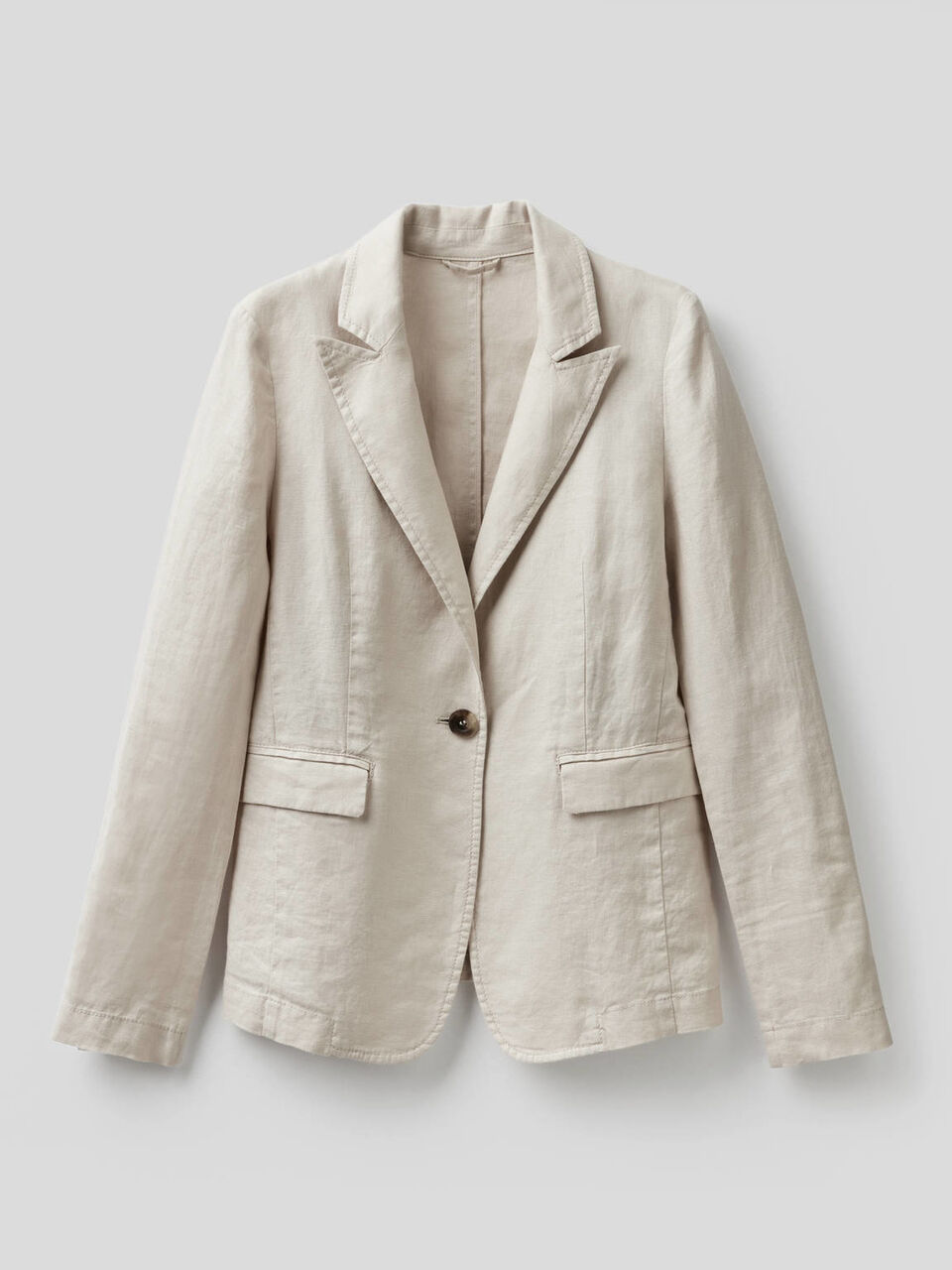 Blazer sciancrato in 100% lino image number 1