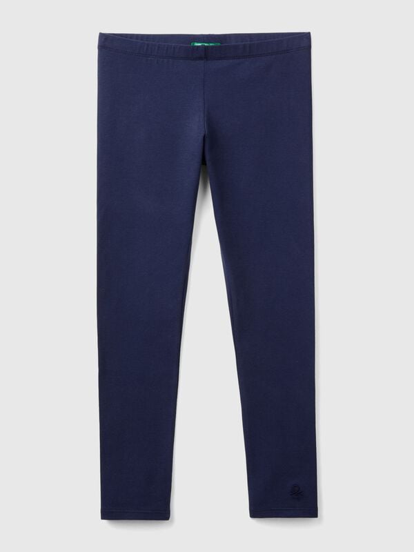 Leggings in cotone stretch con logo Bambina