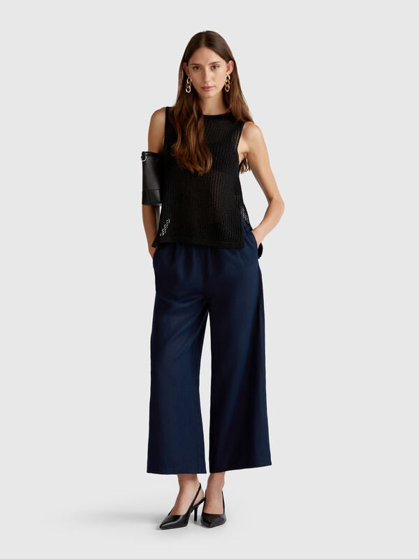 Pantaloni ampi in puro lino Donna