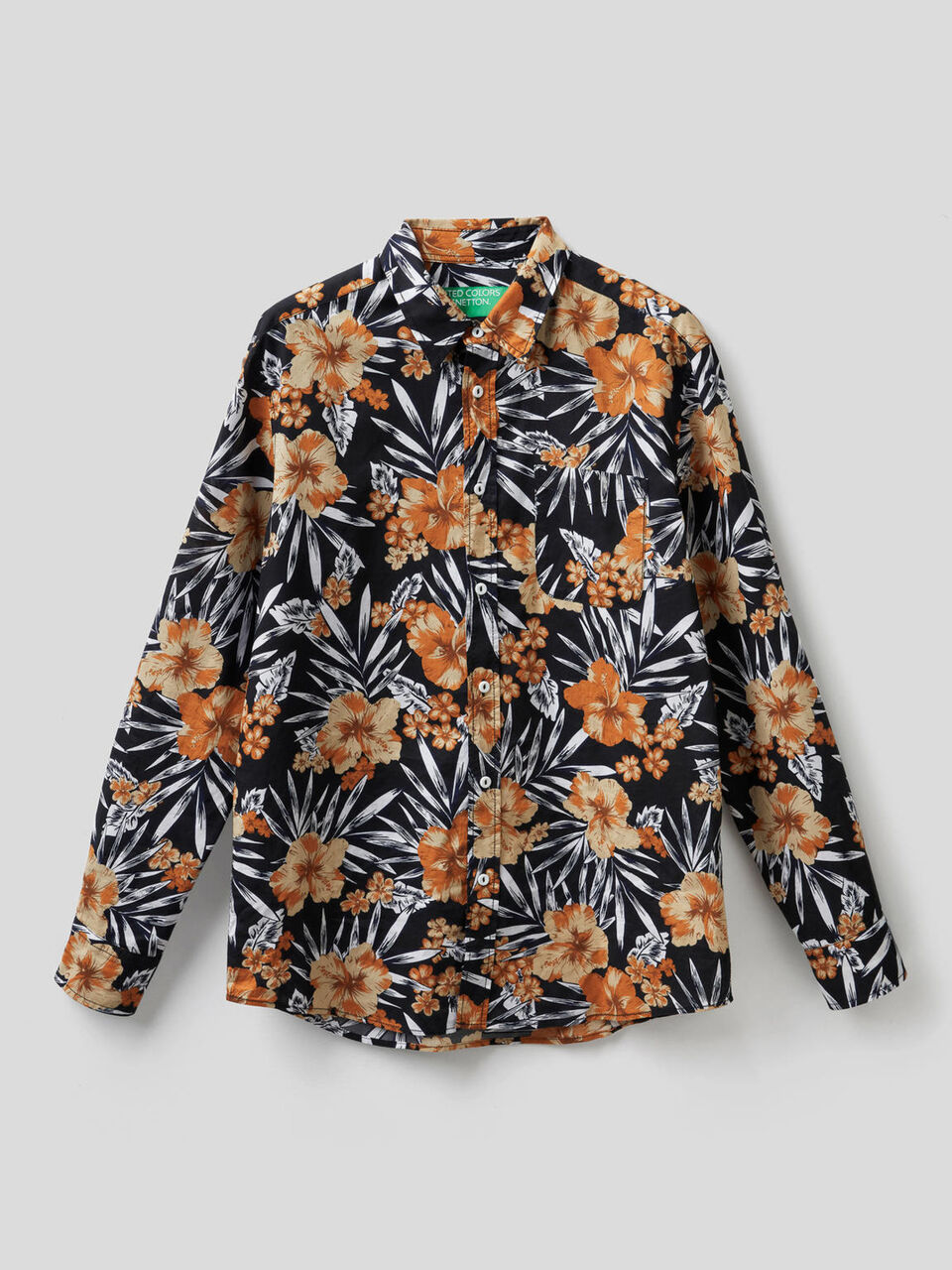 Camicia 100% cotone con stampa botanica image number 1