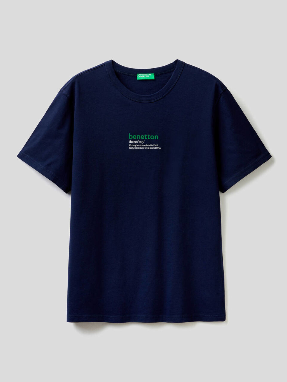 T-shirt blu scuro 100% cotone con stampa image number 1