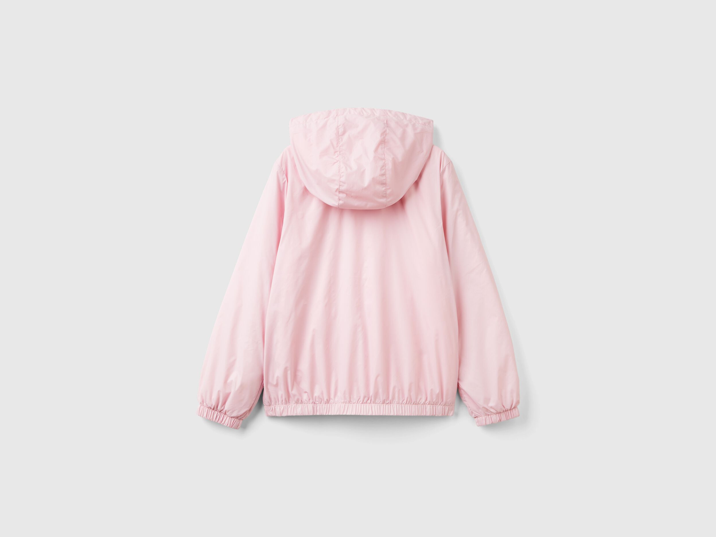 Giubbino lucido con zip e cappuccio Rosa Benetton