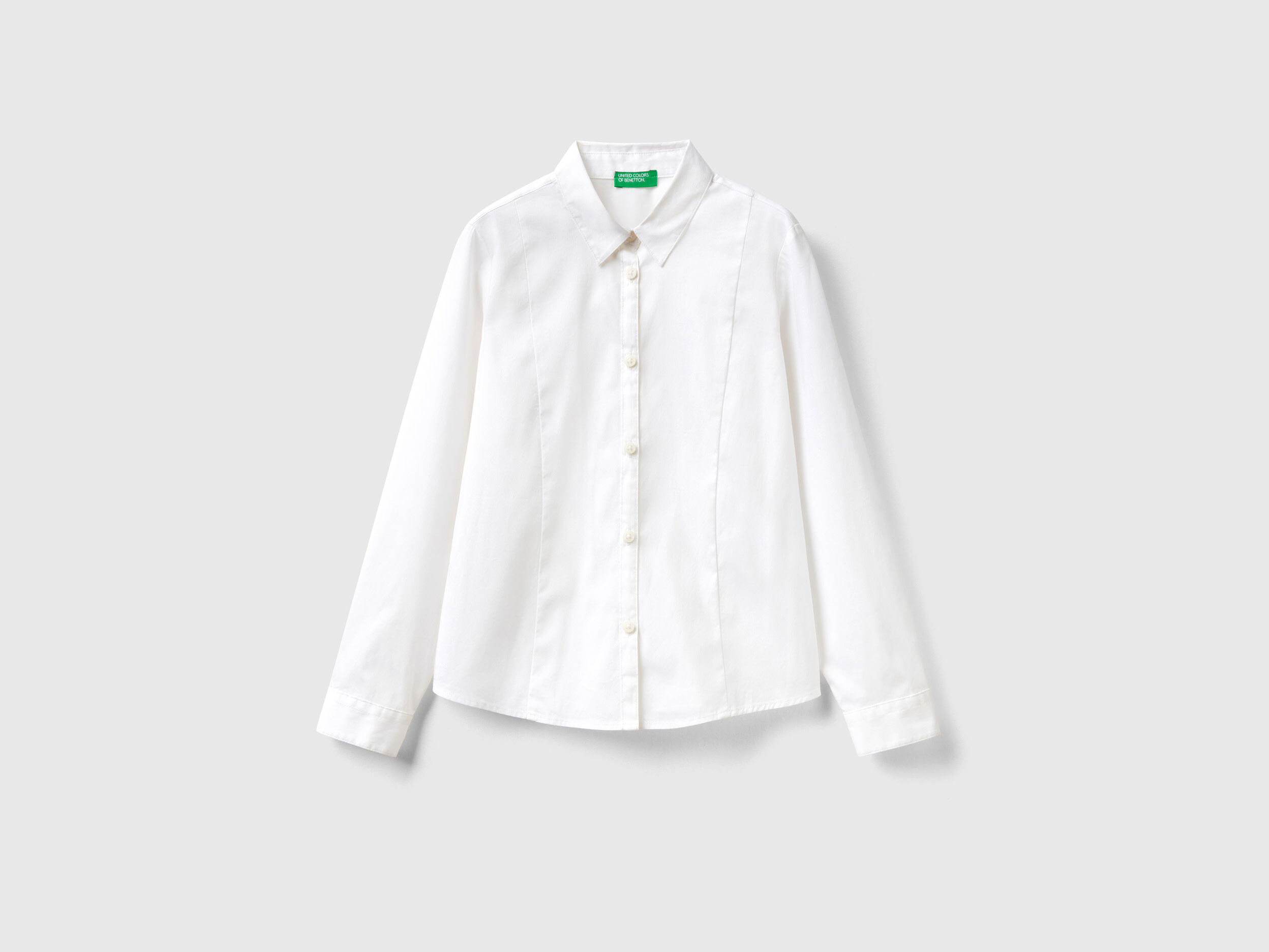 Camicia bianca in misto cotone stretch Bianco Bambina Benetton