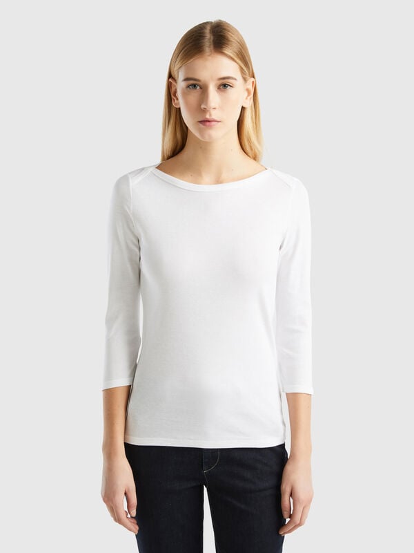T-shirt con scollo a barchetta 100% cotone Donna