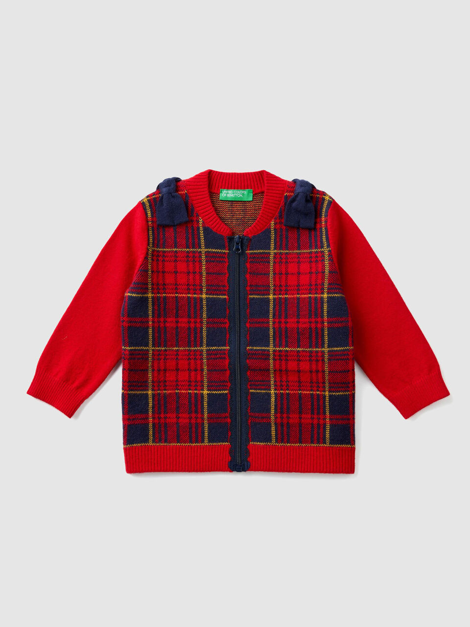 Cardigan tartan con fiocchi image number 1