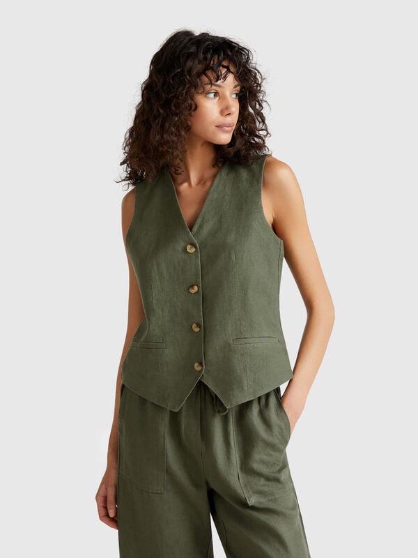 Gilet in puro lino Donna