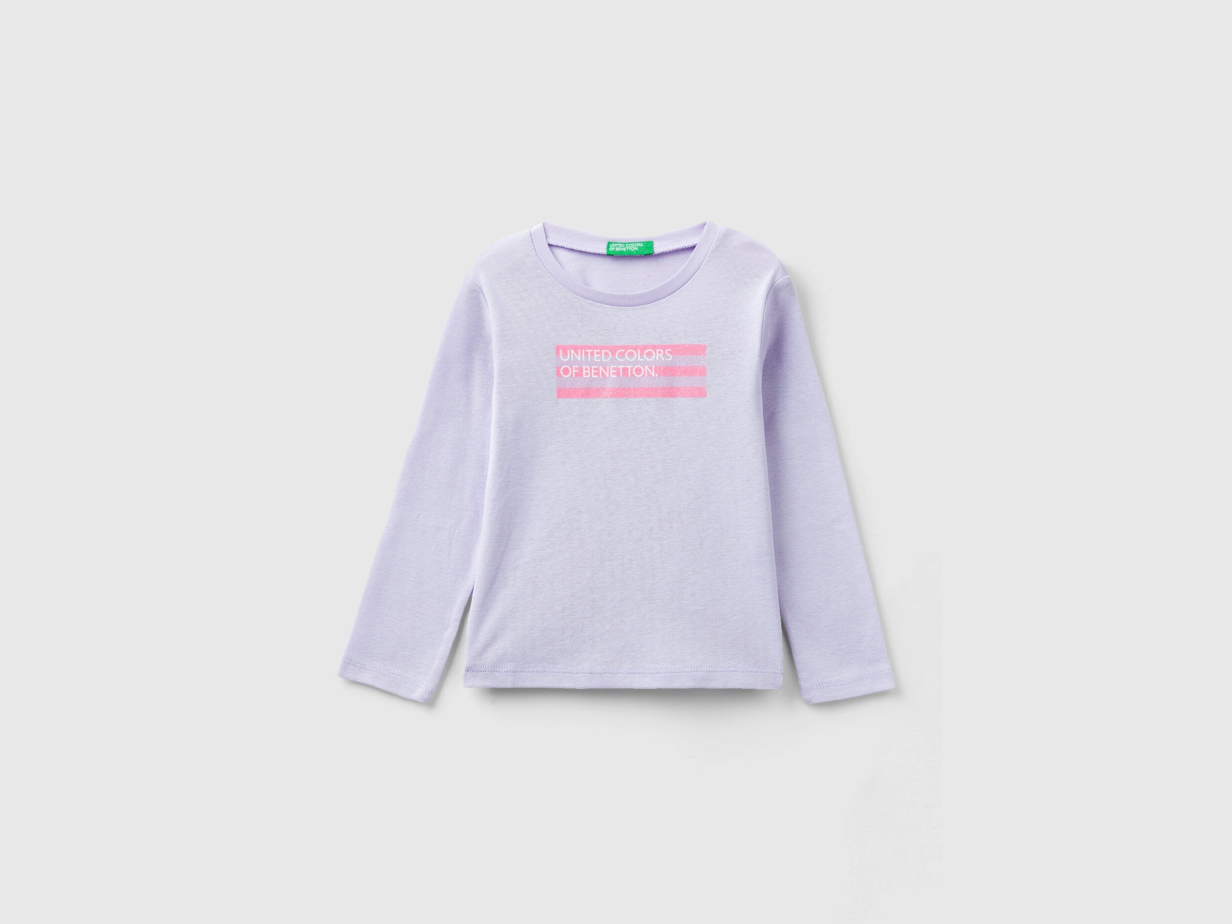 T shirt manica lunga con stampa glitter