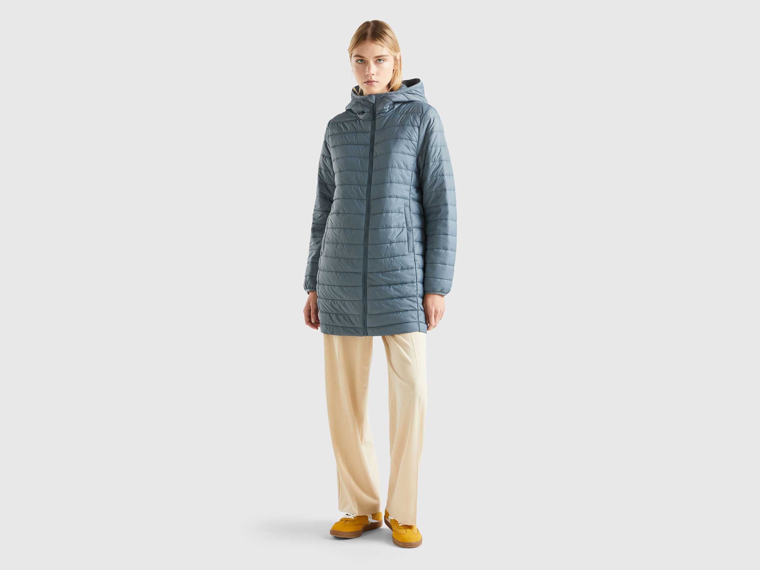 Piumino imbottito con ovatta riciclata Grigio Scuro Donna Benetton