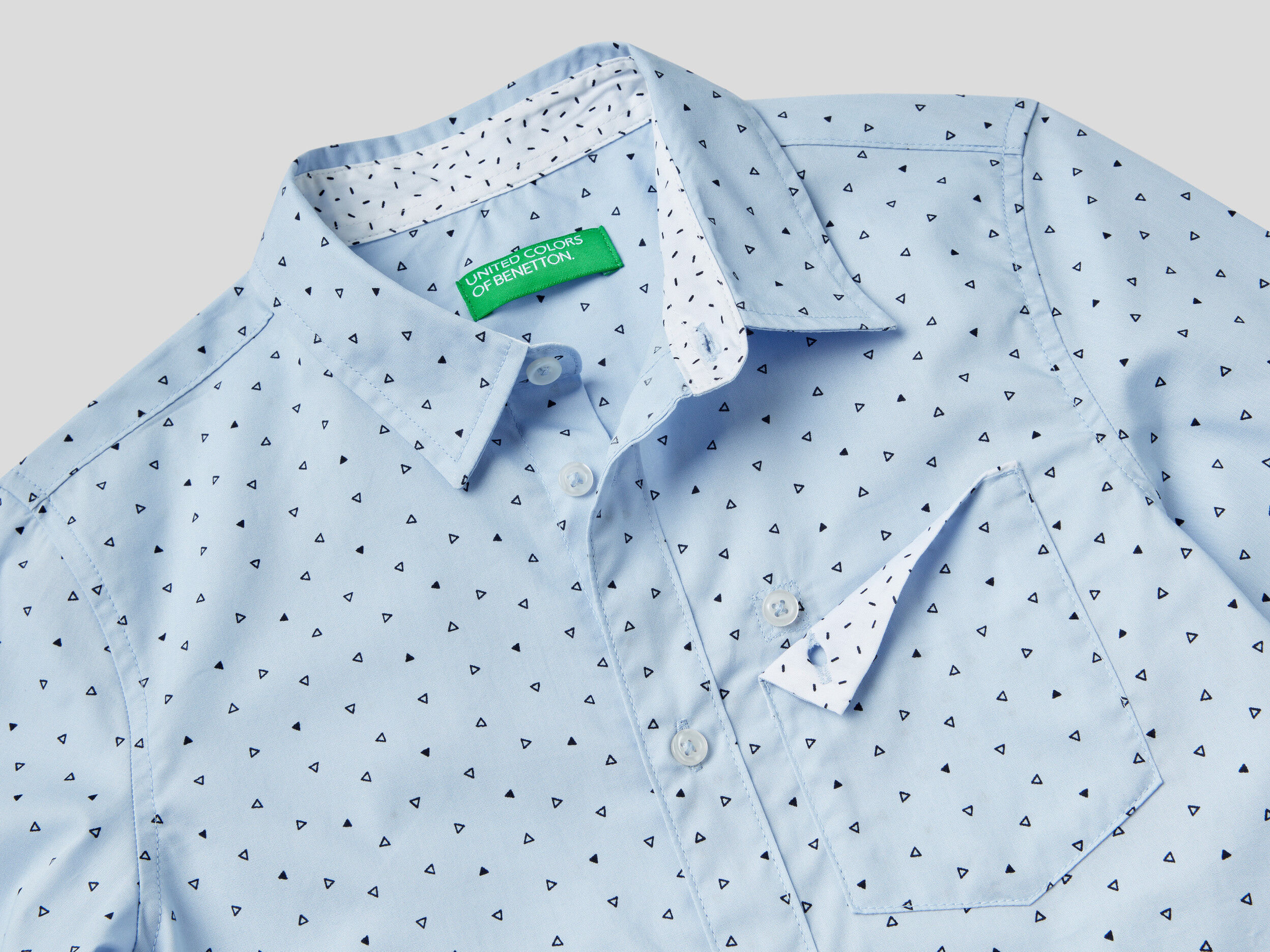 United Colors of Benetton Abbigliamento Camicie Camicie a maniche lunghe Camicia Micro Fantasia Con Taschino 