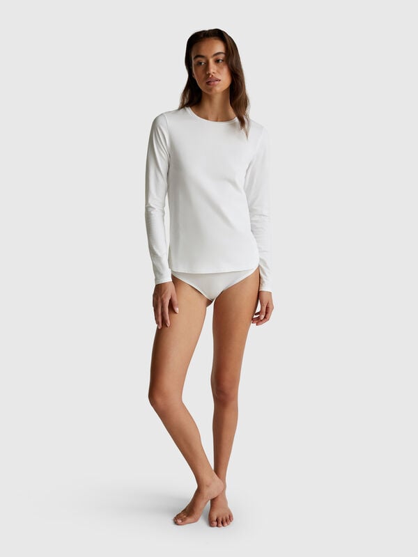 T-shirt manica lunga in cotone super stretch Donna