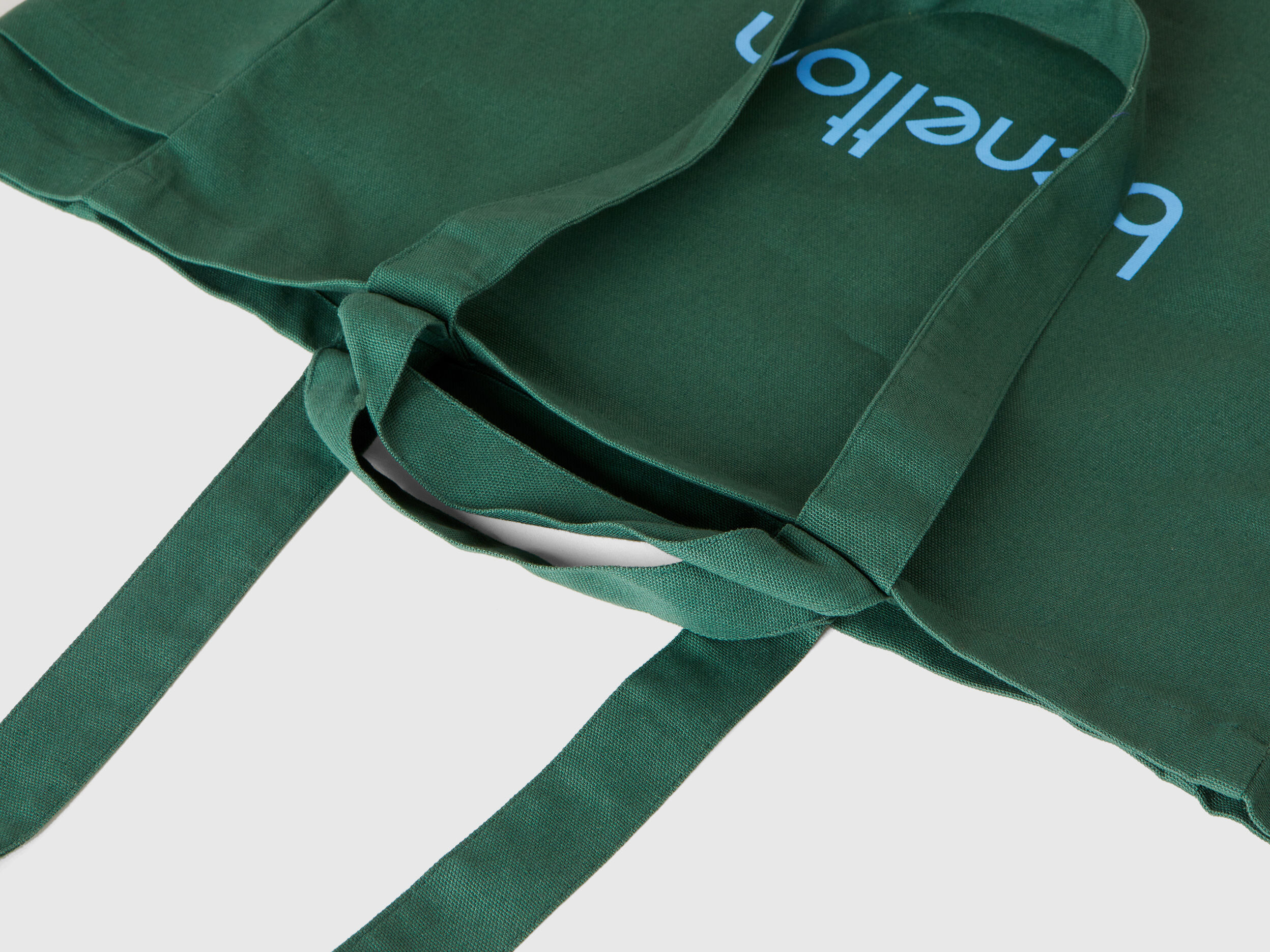 Tote bag verde militare in puro cotone Verde Militare Benetton