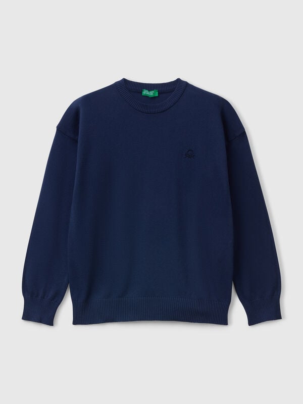 Maglioncino in puro cotone con logo Bambino