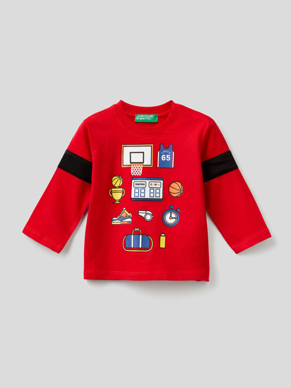 T-shirt manica lunga con inserto in rete image number 1