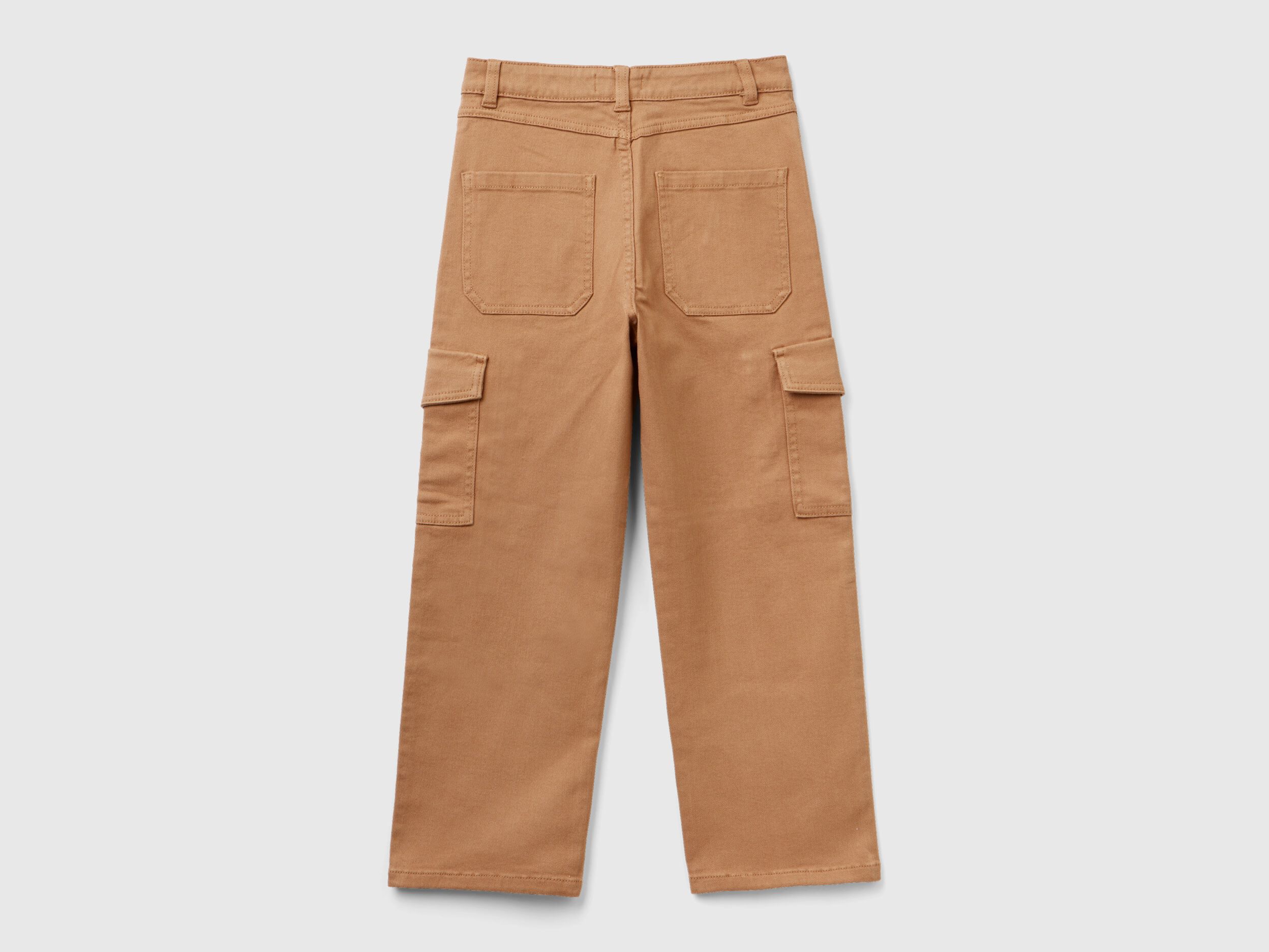 Pantaloni cargo straight fit Cammello Bambina Benetton