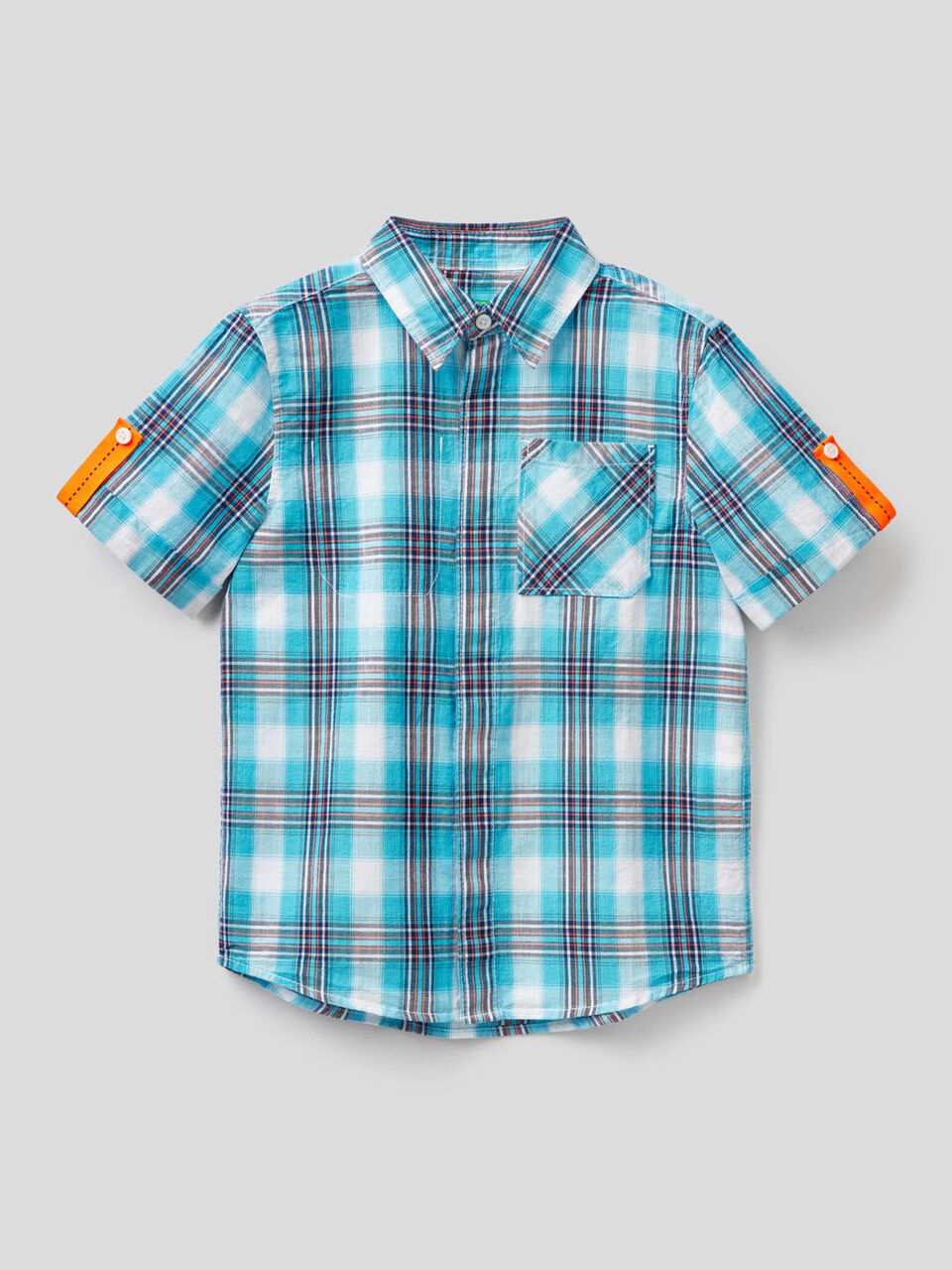 Camicia a quadri con manica corta image number 1