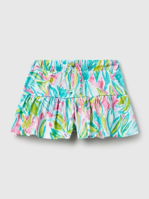 Shorts verdi con stampa tropicale Bambina