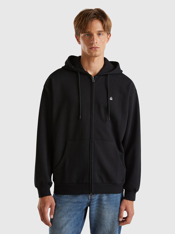 Felpa in cotone con zip e cappuccio Uomo