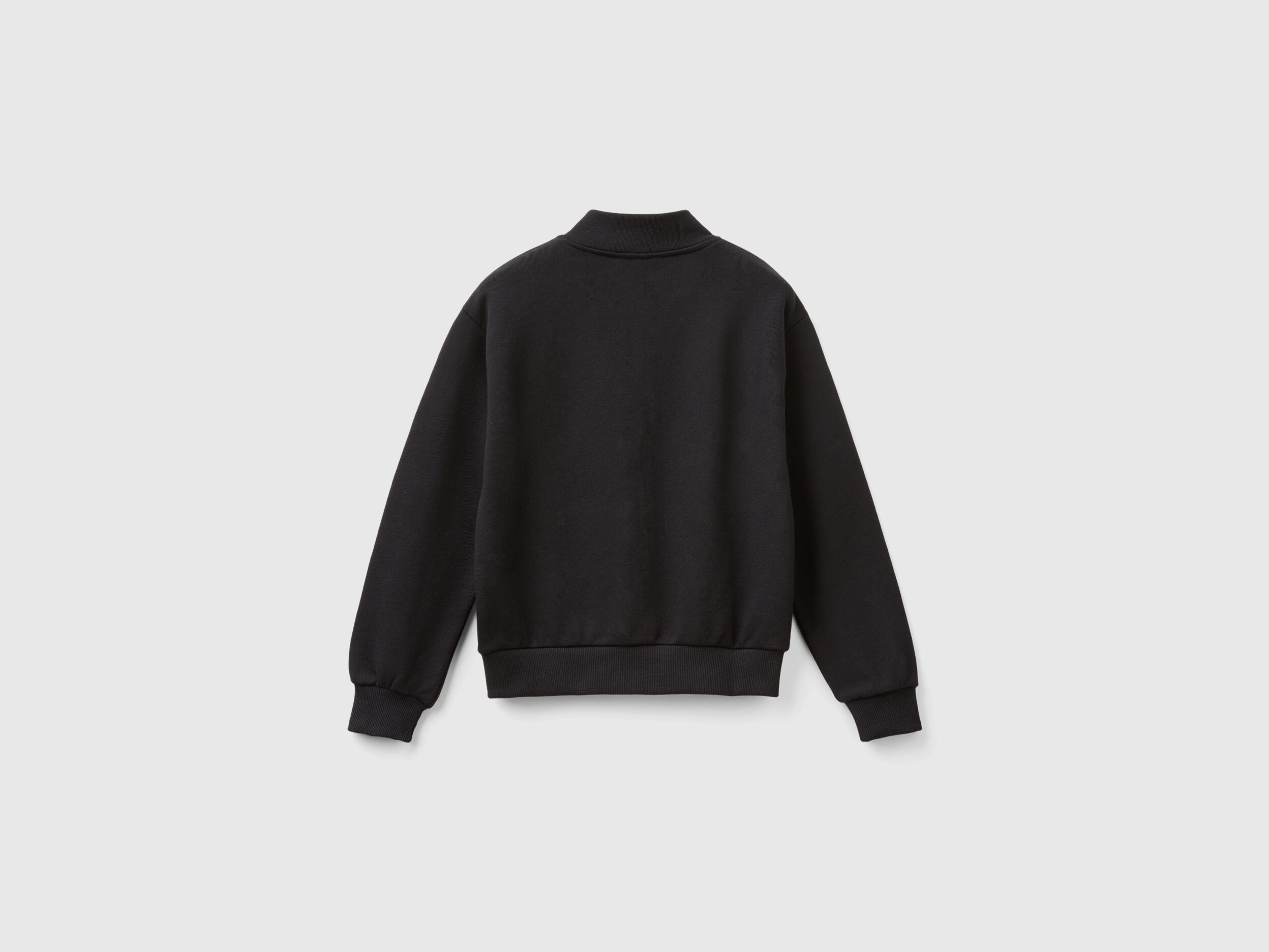 Felpa con zip e colletto Nero Benetton
