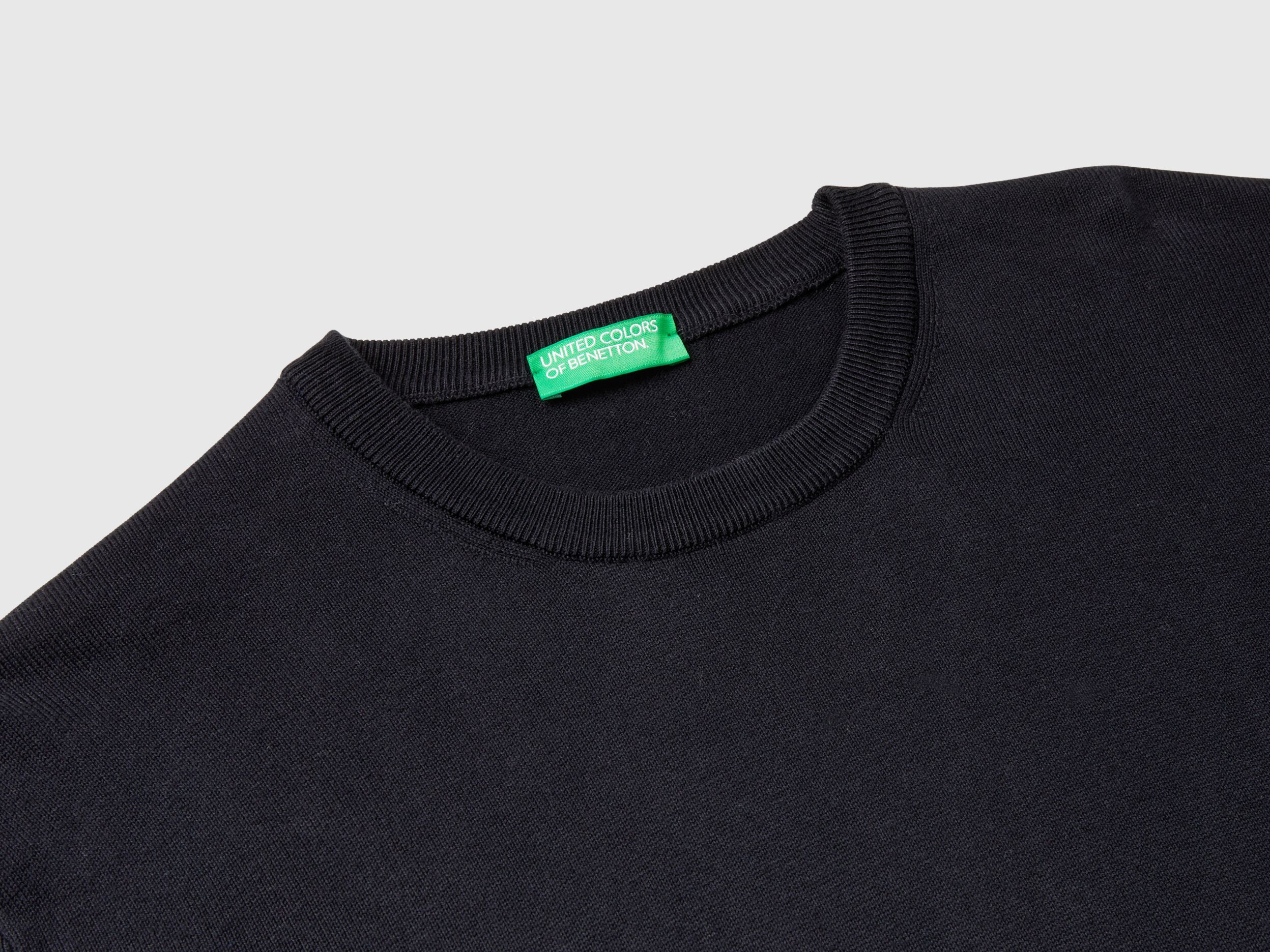 Maglia girocollo 100 cotone Nero Benetton