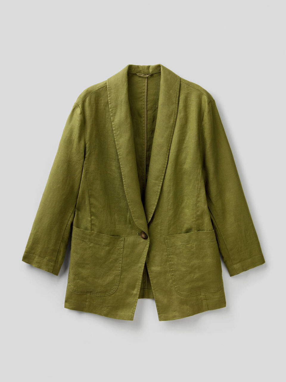 Blazer in lino con manica a 3/4 image number 1