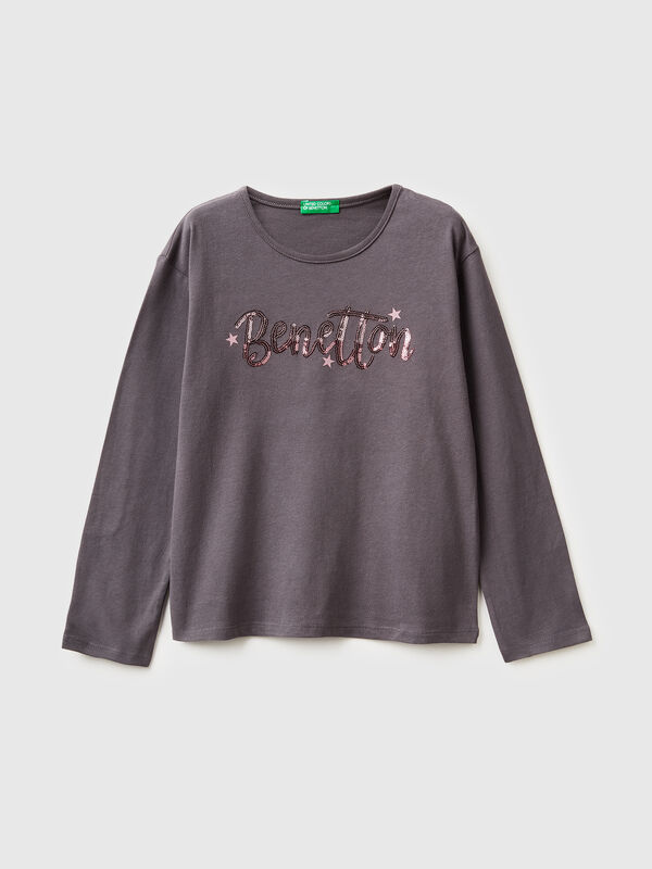 T-shirt in caldo cotone con paillettes Bambina