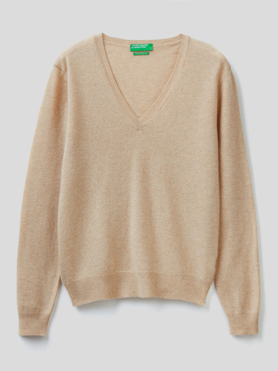 Maglia con scollo a V in pura lana vergine image number 1