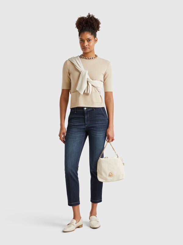 Chino slim fit in denim Donna