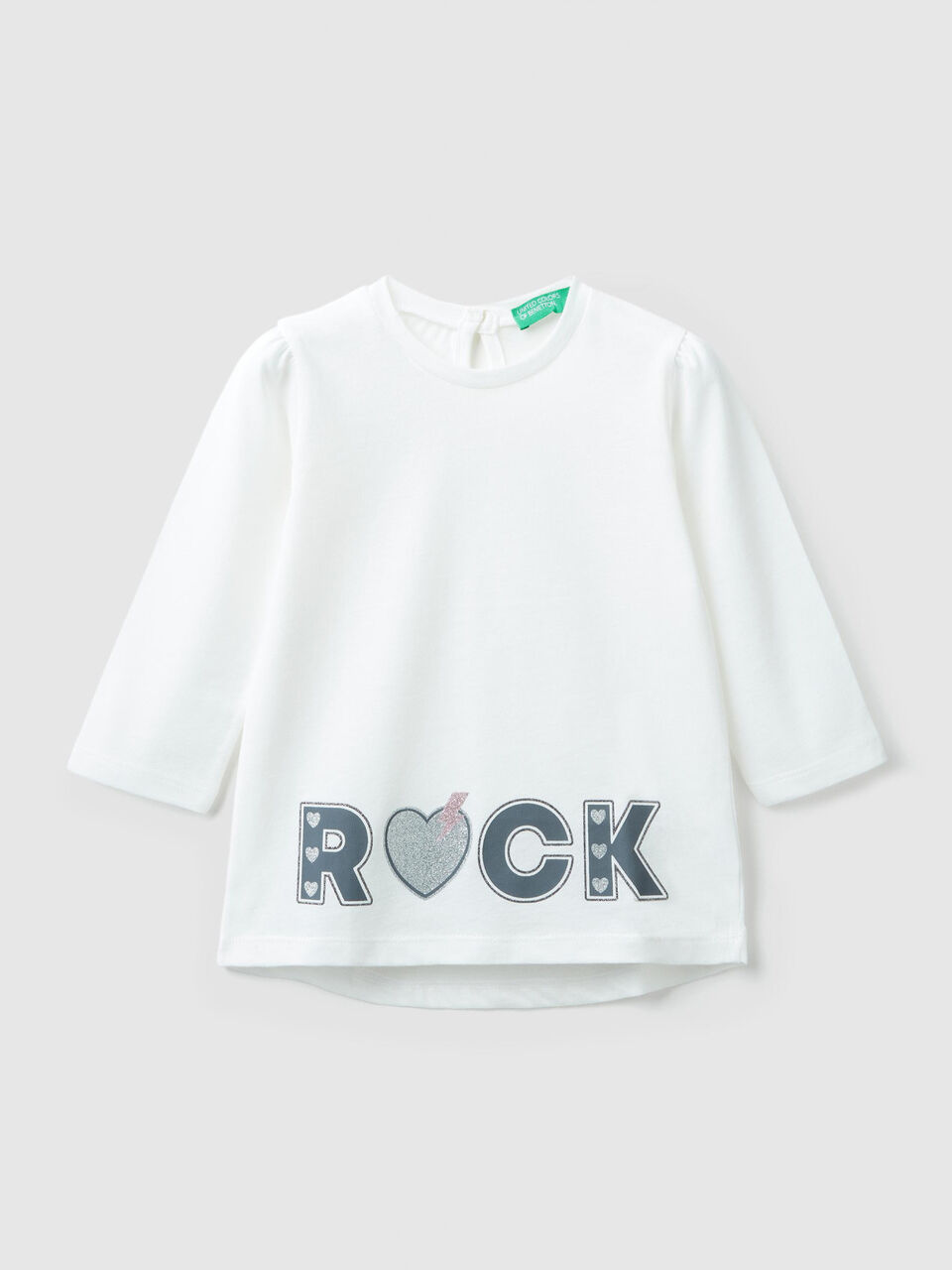 T-shirt con scritta e glitter image number 1