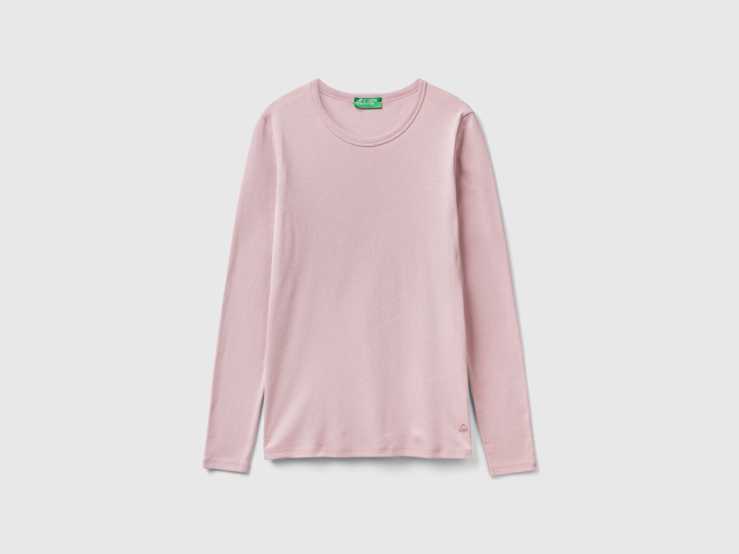 T shirt a manica lunga in puro cotone Lilla Donna Benetton