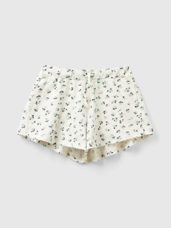 Shorts bianchi con stampa fiori Bambina